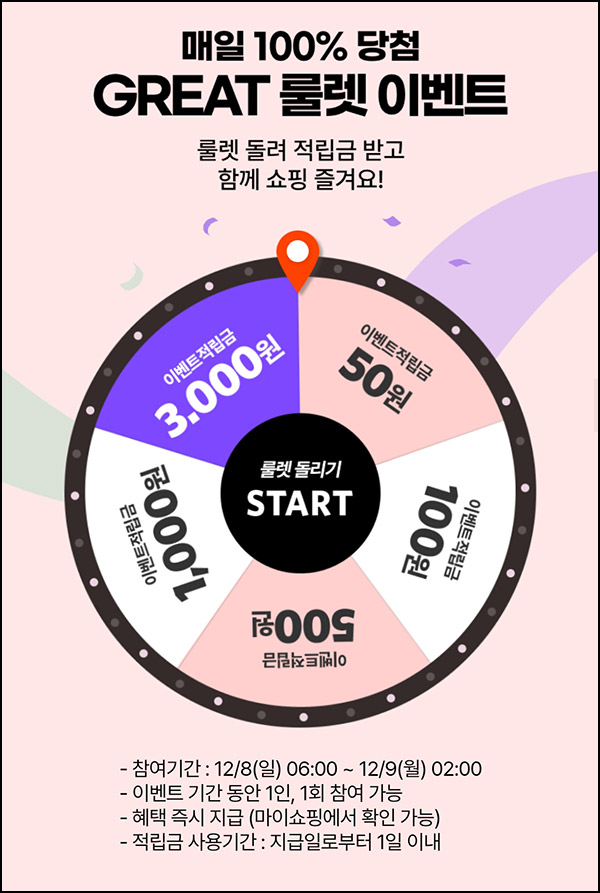 GS샵 그레이트 룰렛이벤트(적립금 50~3천p)즉당 ~12.09 GS샵 그레이트 룰렛이벤트(적립금 50~3천p)즉당 ~12.09