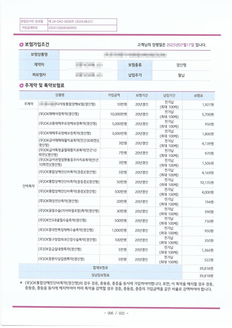  오토바이 운전자 보험과 오토바이 상해도 보상되는 상해보험 비교