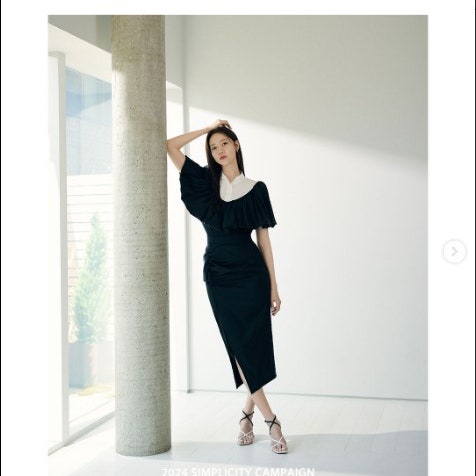 신부 피로연 원피스 블랙 잇미샤 샤틴 라인 미샤 로엠 라인 하객룩
