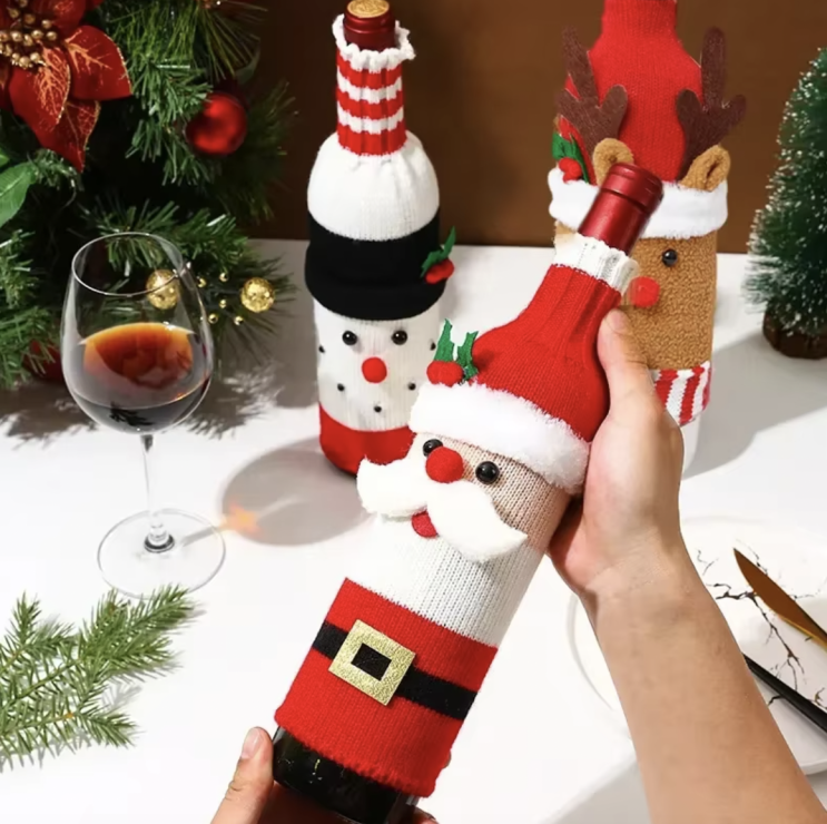  크리스마스 와인 병 커버 세트로 연말 홈파티 분위기 업!
