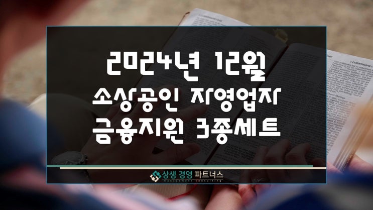 2024년 12월 소상공인 자영업자 정부 정책 금융지원 3종세트 발표