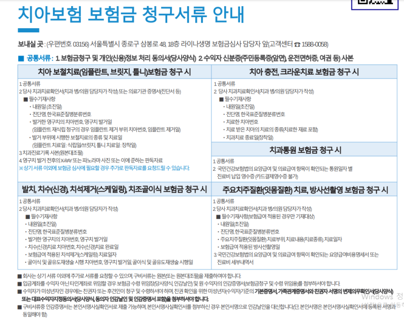 라이나생명 보험금 청구서류 팩스번호 안내