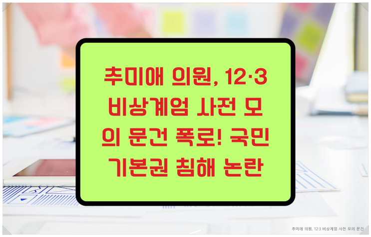 12·3 비상<b>계엄</b> 사전 모의 <b>문건</b> 폭로! 국민 기본권 침해 <b>논란</b>