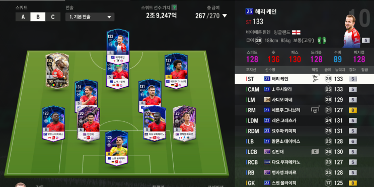  FC온라인 피파온라인4 3조 성능 바이에른 뮌헨 스쿼드