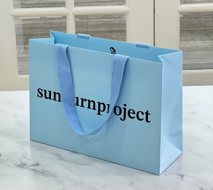  썬번프로젝트 쇼핑백, SUNBURNPROJECT bag, 지속가능한 소비, FSC쇼핑백, 제작, 명품 패키지 S&K