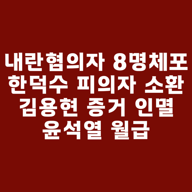  12월 10일 윤 대통령 내란혐의자 8명 체포 요구 한덕수 피의자 소환 김용현 증거 인멸 윤석열 월급