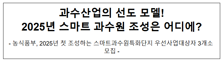 과수산업의 선도 모델! 2025년 스마트 과수원 조성은 어디에? 과수산업의 선도 모델! 2025년 스마트 과수원 조성은 어디에?