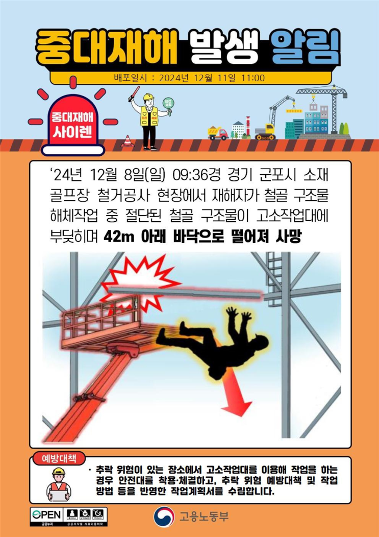  ['24.12.8]경기 군포 낙하물로 인한 추락사고