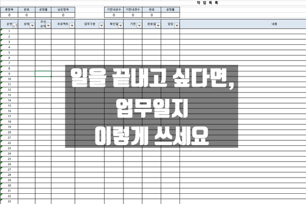 일잘러 개발자의 업무일지 작성 방법 (엑셀 서식)