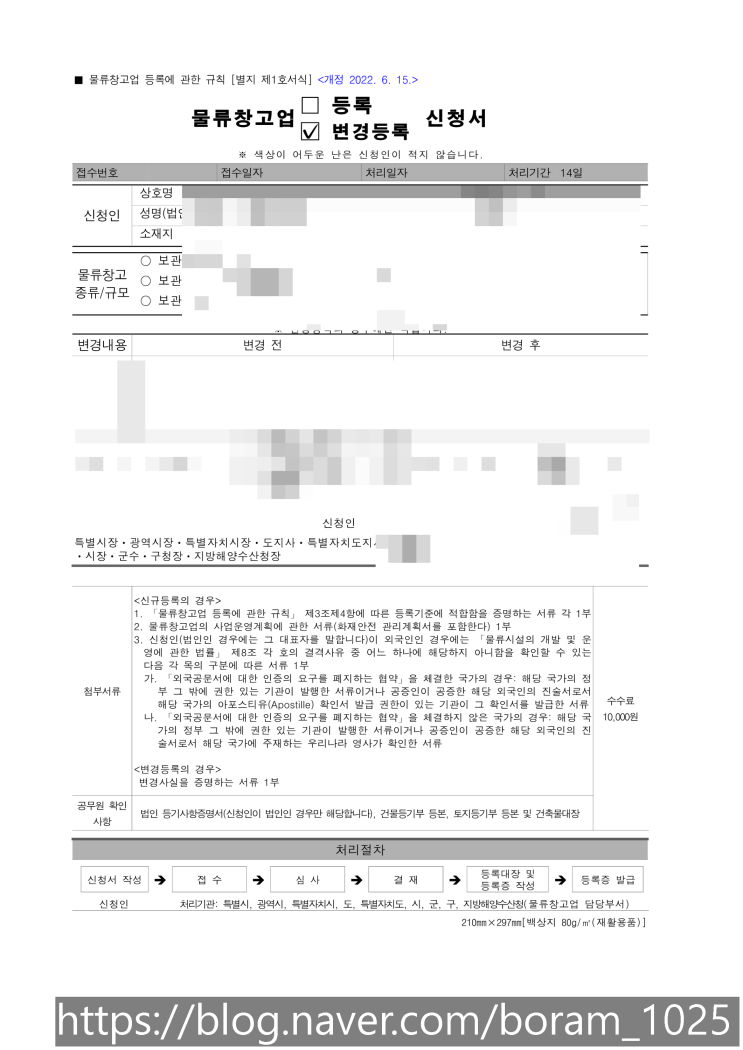  물류창고업 변경신고  양도 양수 신고 방법