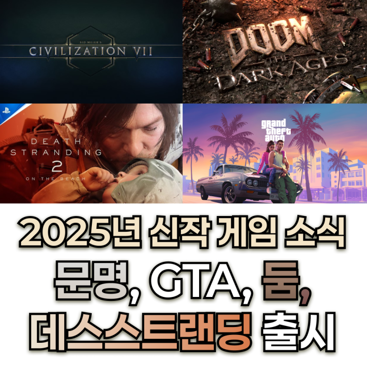  2025년 새해 최고 기대작 5선: 문명7, GTA6, 몬스터 헌터 와일즈, 데스 스트랜딩 2, 둠