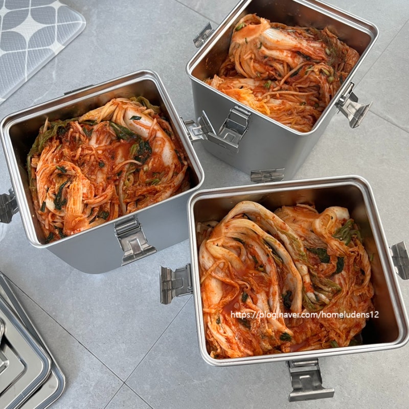 김장철 스텐 김치용기 그린킵스 김치통 소분하기