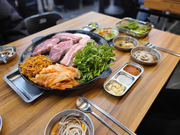  인천 삼겹살 잘하는 만수동 맛집 만수동 고기집 진짜무쇠솥뚜껑삼겹살 상돈