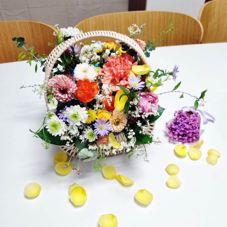  병점 꽃집 24시간 운영 정직팜플라워 꽃바구니 연말모임 후기