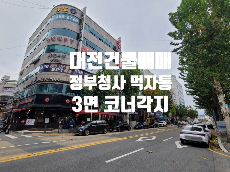  대전 정부청사 앞 2만 세대 아파트 밀집 지역 3면 각지 상가 건물 매매