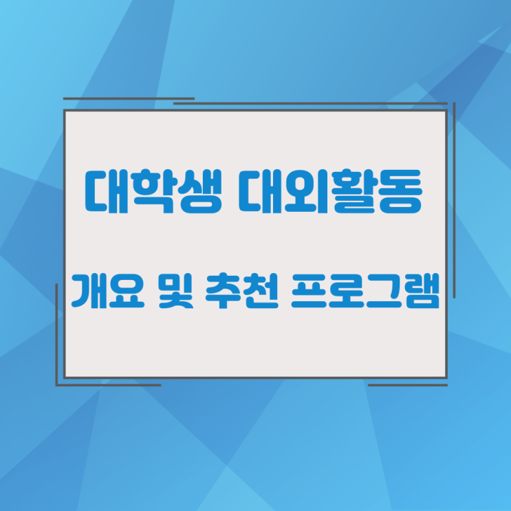 대학생 대외활동 개요 및 추천 프로그램 대학생 대외활동 개요 및 추천 프로그램