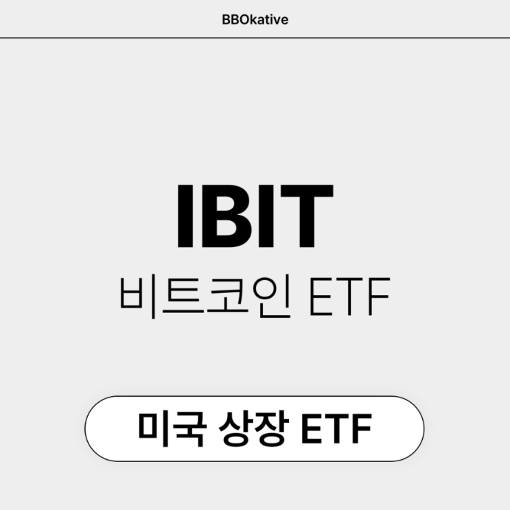  IBIT 미국 비트코인 BITCOIN ETF