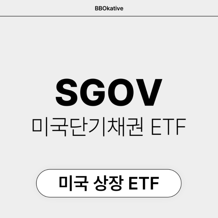  SGOV 미국 단기 채권 ETF