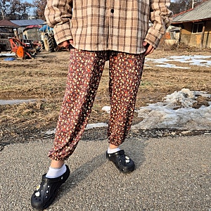 할머니 기모 몸빼바지 스판이라 편하고 따뜻해요