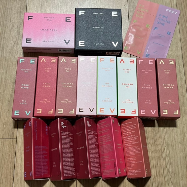  [FEEV 피브 싹쓸이] 컬러세럼, 하이퍼핏컬러밤, 쉬머링세럼, 글램드롭, 실키쿠션, 컬러드롭 후기 및 발색 리뷰