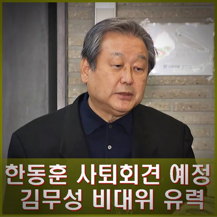 <b>한동훈</b> <b>기자회견</b> <b>사퇴</b> 발표 할듯. 국민의힘 김무성 비대위원장... 