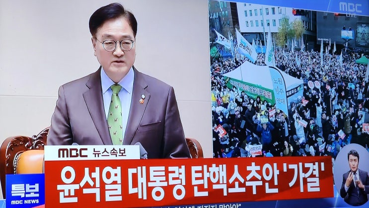 <b>윤석열 대통령 탄핵</b>소추안 가결 및 내란죄 출석요청