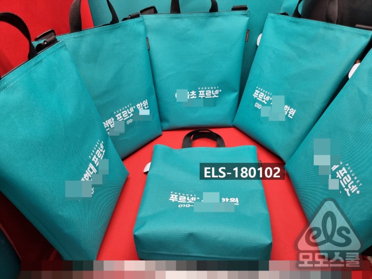 학원 가방 인쇄 소량 제작, 푸르넷 공부방 교습소 가방