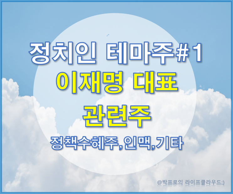 정치인 테마주#1 - <b>이재명</b> 관련주(<b>정책</b>수혜주, 인맥주, 기타)