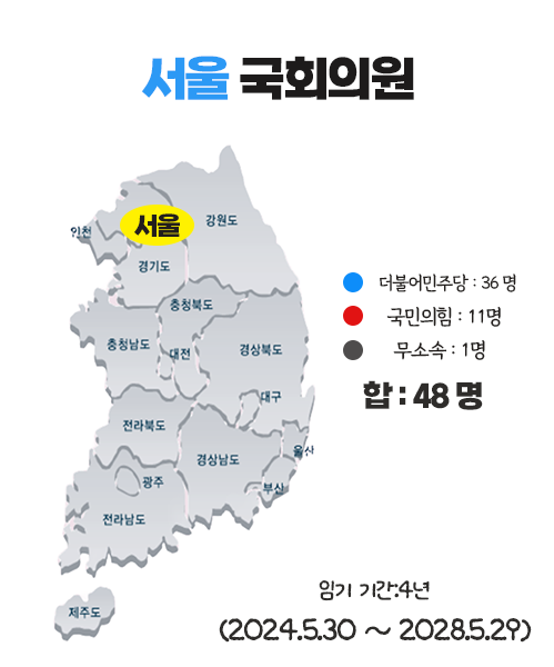 22대 국회의원선거 결과 서울시 국회의원