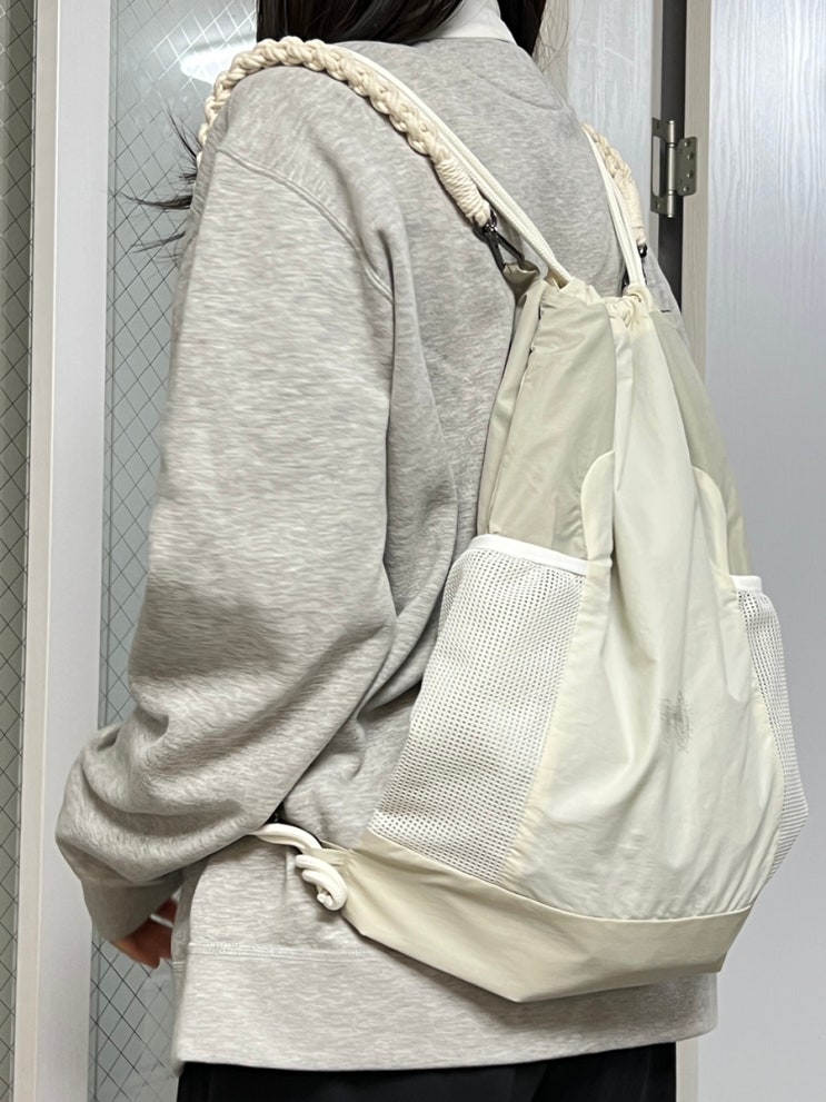  [플레어업] 나일론 스트링백팩 내돈내산후기 Wave Handmade Gym Sack-Cream