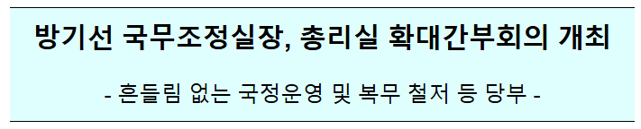 국무조정실장 주재 총리실 확대간부회의 개최 보도자료 국무조정실장 주재 총리실 확대간부회의 개최 보도자료
