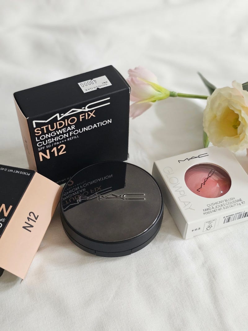 맥 MAC 스튜디오픽스 롱웨어 쿠션N12 리필세트 + 글로우플레이 쿠션 블러쉬 치얼업