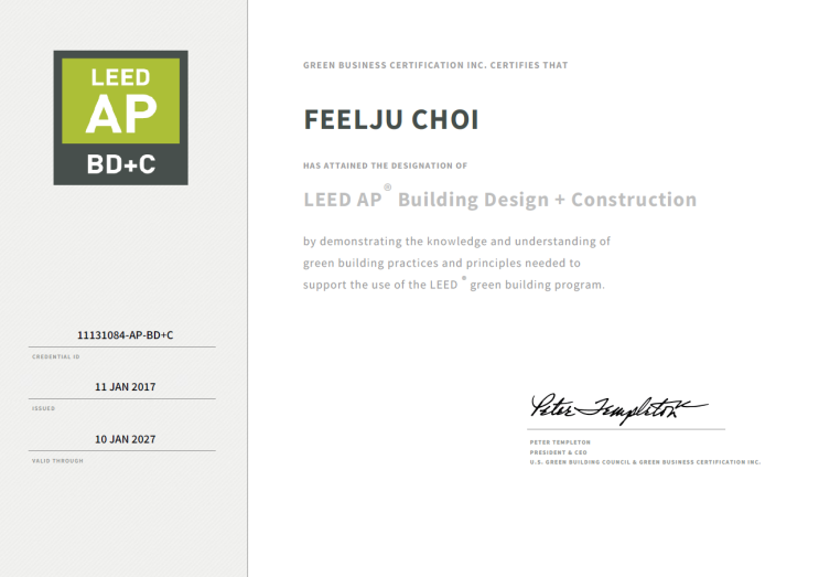  LEED AP BD+C연장 성공