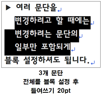 한글 문단 정렬 방식, 여백, 줄 나눔 기준, 문단 모양 단축키 : 네이버 블로그