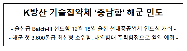 K방산 기술집약체 ‘충남함’ 해군 인도 K방산 기술집약체 ‘충남함’ 해군 인도