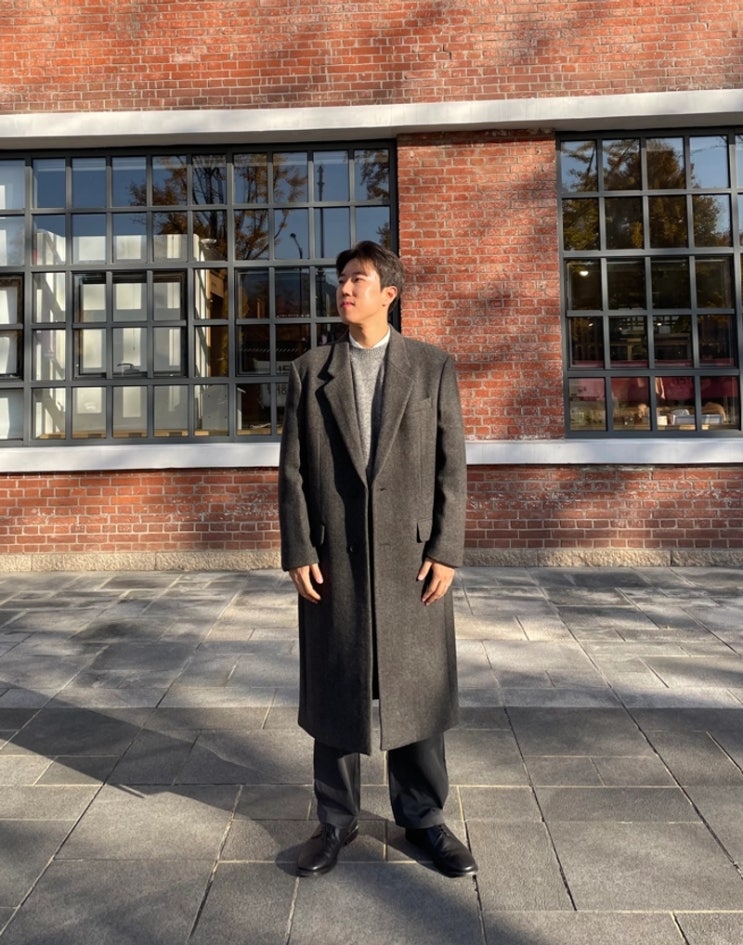  남자 겨울 결혼식 하객룩 코디 추천, TNGT 헤링본 코트