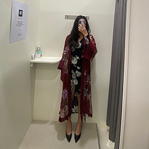 팜므뮤즈 라 르헨느 자카드 로브 가디건 후기 | FemmeMuse Rose La Reine Jacquard Robe Cardigan (Burgundy)