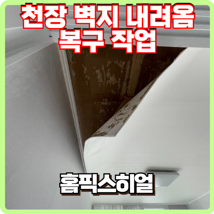  천장 도배 불량 벽지 내려옴 복구