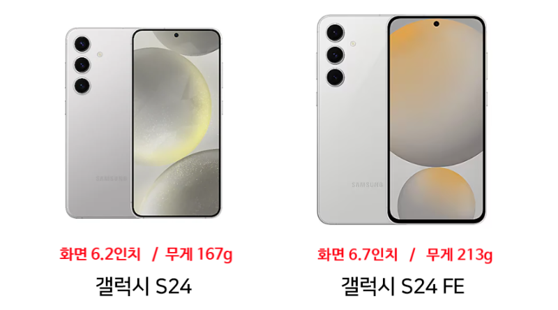 갤럭시 S24 vs S24FE 스펙 비교
