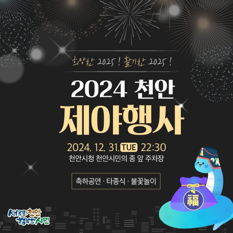 희망찬 2025! 활기찬 2025! 2024 천안 제야행사 | 천안시청페이스북