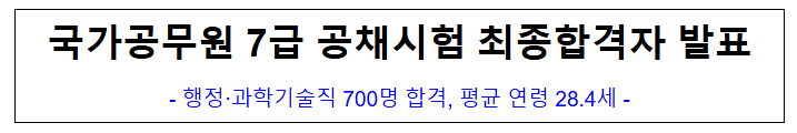 (공개채용과) 국가공무원 7급 공채시험 최종합격자 발표 (공개채용과) 국가공무원 7급 공채시험 최종합격자 발표