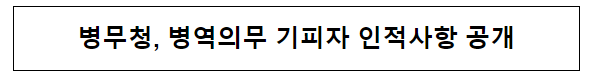 병무청, 병역의무 기피자 인적사항 공개 병무청, 병역의무 기피자 인적사항 공개