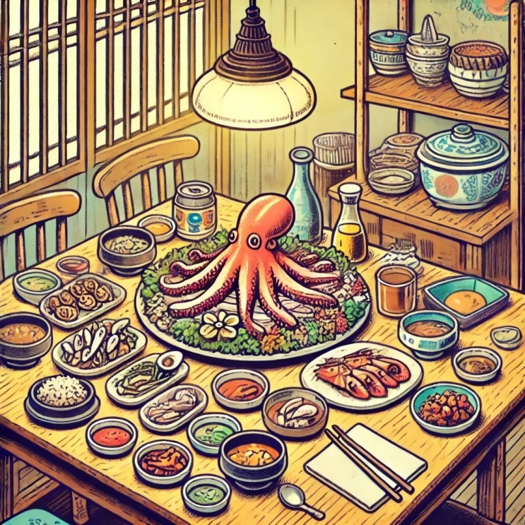  용산역 연말 회식 추천 맛집 '울엄마제철맛집' - 노포 감성 가득한 시그니처 메뉴와 낙지탕탕이 후기!