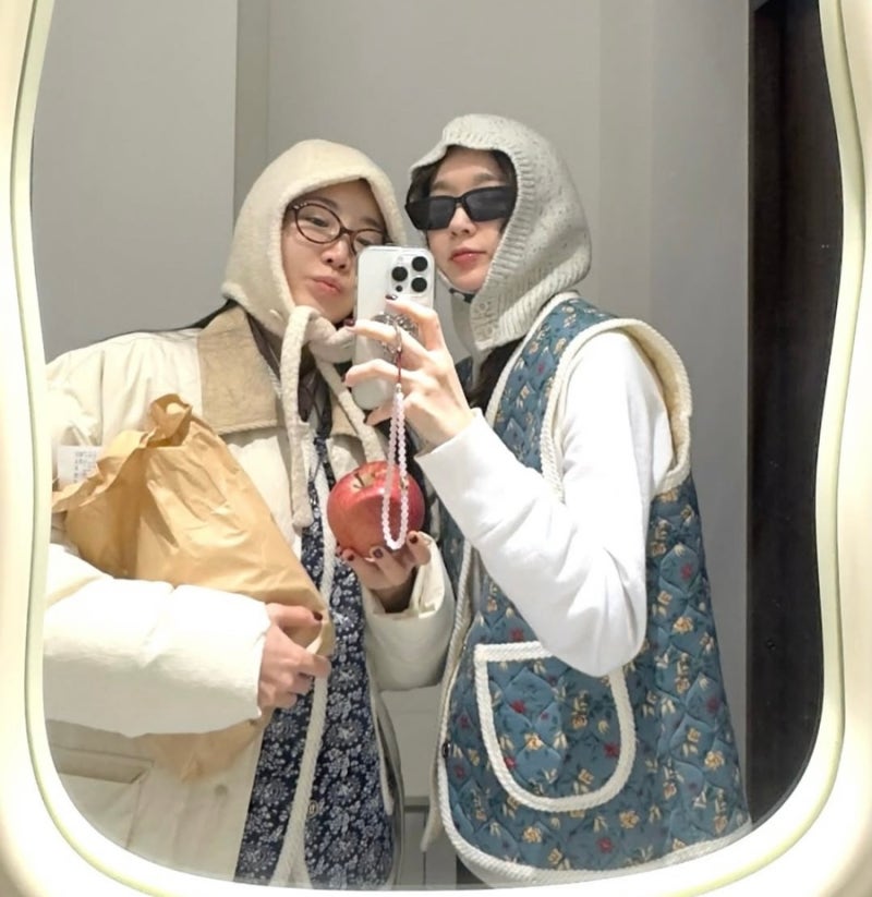 다비치 강민경 이해리 별장 바라클라바 거울샷 귀여워