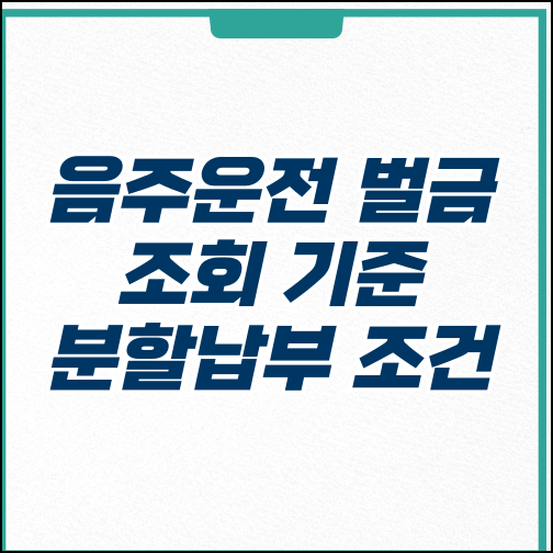  음주운전 벌금 조회 기준 분할납부 분납 조건 감면 방법