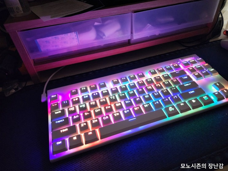  ABKO 유선 기계식 미니키보드,K641 TKL Slim Plus RGB 축교환 적축 화이트