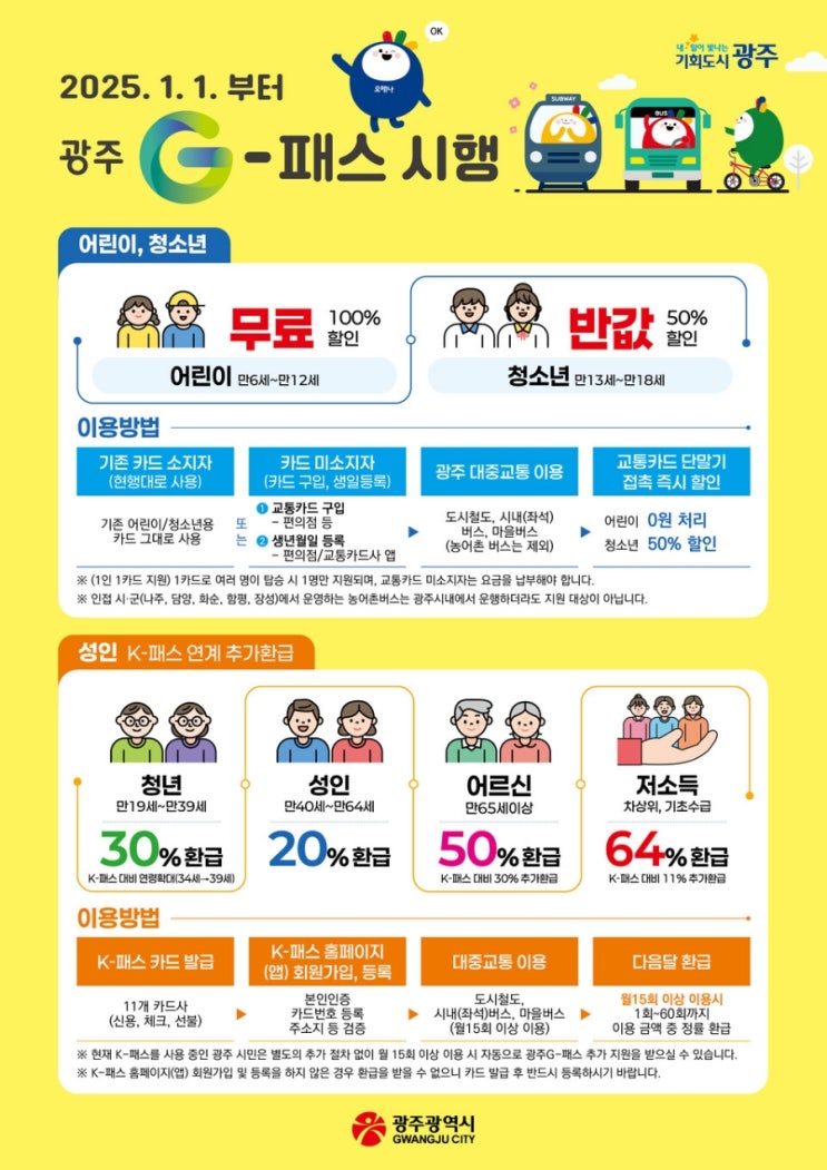  광주광역시, '광주G-패스' 새해 첫 날부터 시행 [한국철도일보]