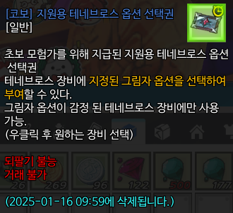  엘소드 더욱 강해지기 위한 과정 이벤트. 테네브로스 옵션 선택