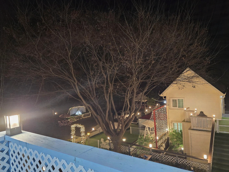  해피스데이애견펜션, 겨울밤 야경과 반려견을 위한 편안한 휴식처