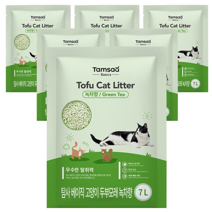  탐사 베이직 프리미엄 고양이 두부모래 7L (약 2.8kg), 녹차향, 7L, 6개